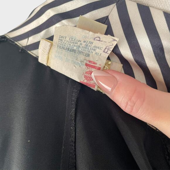 VTG Cache Blazer Romper Tuxedo Style Striped Size 10 Notched Collar 1990s - Picture 11 of 12